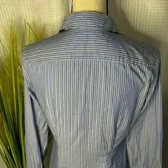 THEORY Leonie Women Small Striped Button Down Top Blue/White Smart Workwear - Picture 6 of 11